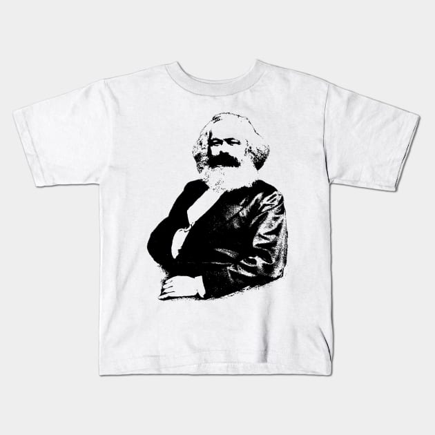 Karl Marx Portrait Pop Art Kids T-Shirt by phatvo